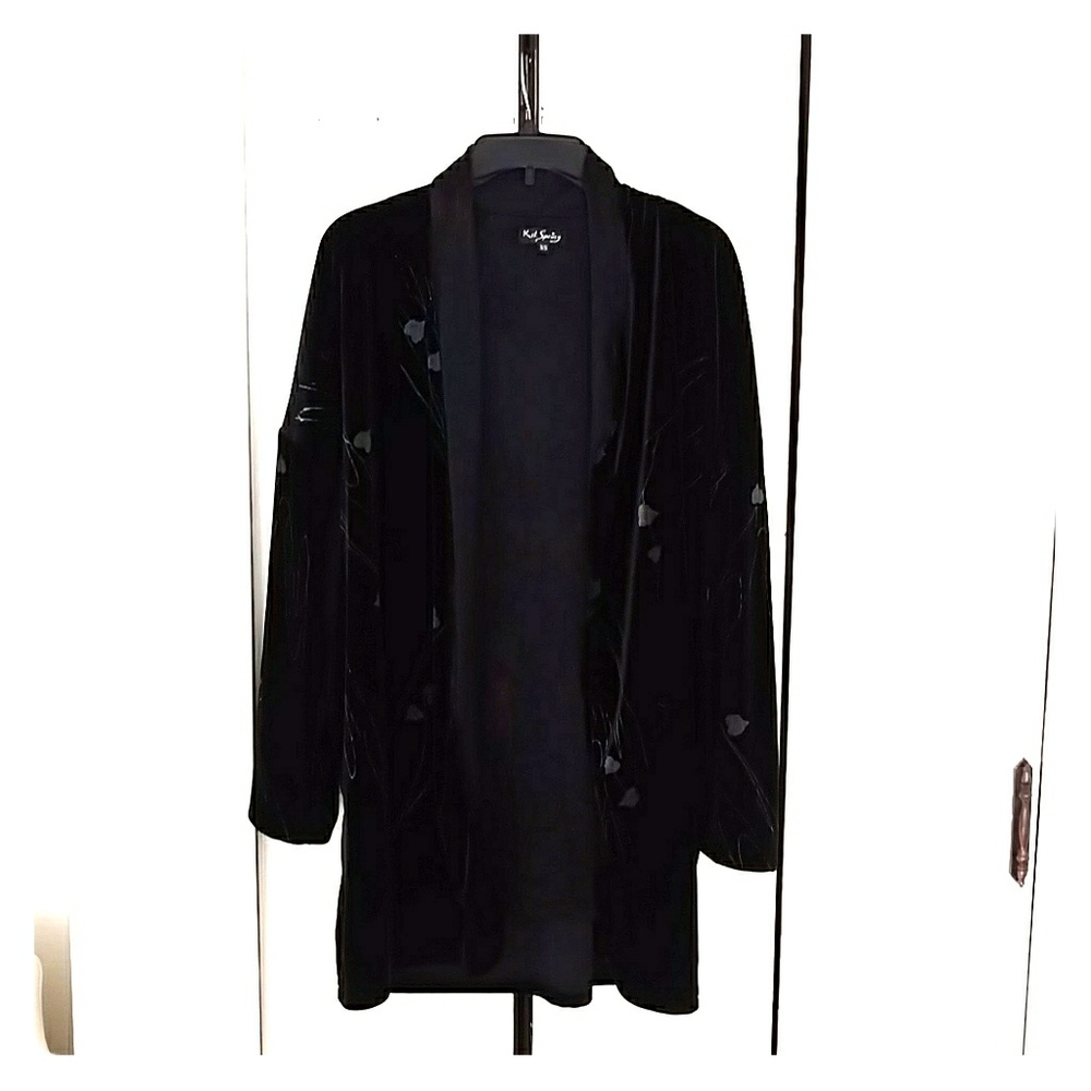 Vintage 1990s Burn Out Black Velvet Jacket